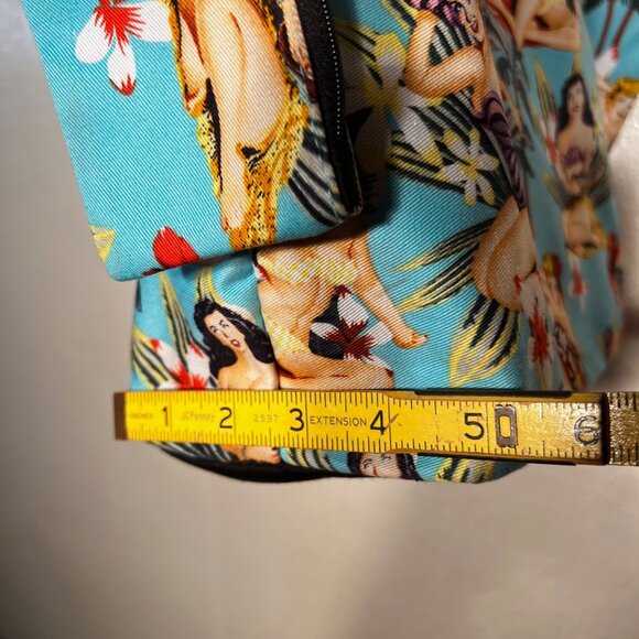 Vintage-Inspired Hawaiian Pin-Up Girl Print Tote Bag Zipper Pockets &  Pouch - Picture 10 of 15